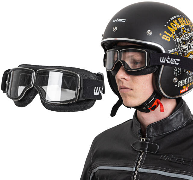 W-TEC Black Heart - Vintage motoros szemüveg W-TEC Chesster sakktábla