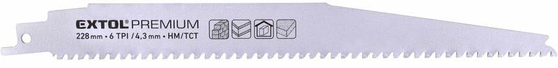 Extol - Szablyafűrészlap 228/4, 3 mm, 6 TPI - Kőzet, falazó anyag (HM/TCT fogak) (1 db) (8806301) - agrotrade