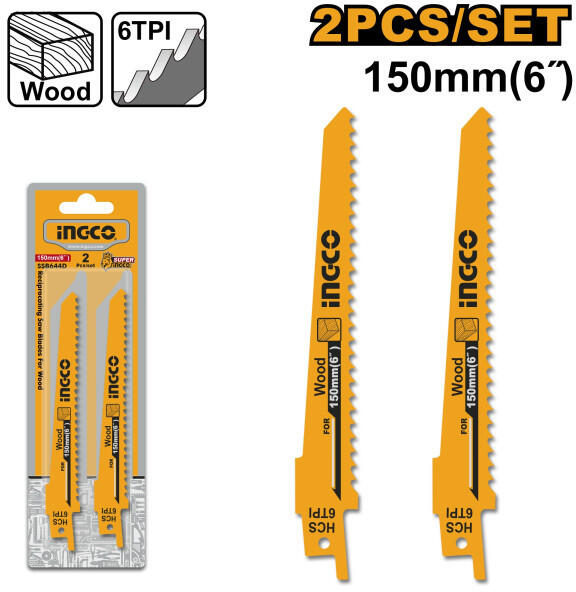 INGCO - Szablyafűrészlap fára (2 db) (SSB644D) - szerszamplaza