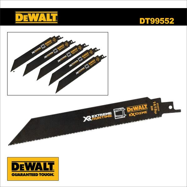 DEWALT - Fűrészlap kardfűrészhez, fémre 203 mm 14/18TPI - 5db DeWalt Extreme (DT99552-QZ)