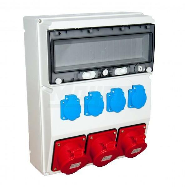 TP Electric - Szerelt ipari doboz 300x400mm, IP54, 2x5P32A + 6x2P+F, gyorcsatlakozós aljzatokkal (3360-600-0702HH)
