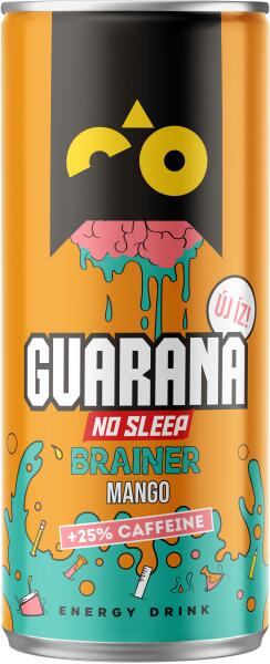 Guarana - No Sleep Brainer mangó ízű, szénsavas, alkoholmentes ital koffeinnel és vitaminokkal 250 ml - ecofamily