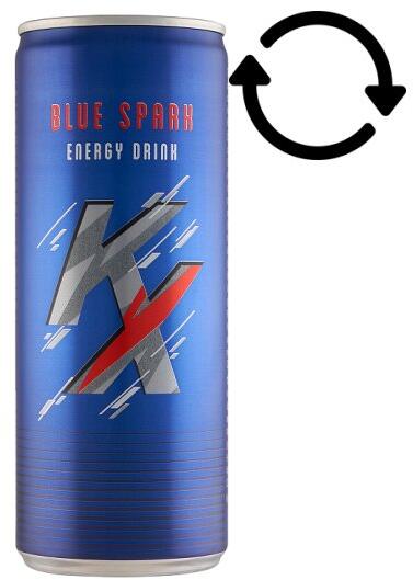TESCO - Kx Blue Spark tuttifrutti ízű, koffeintartalmú, szénsavas, alkoholmentes ital 250 ml