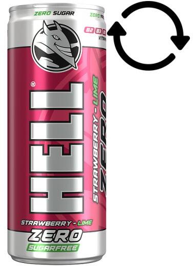 Hell - Zero földieper-, lime- és tuttifruttiízű, koffeintartalmú, szénsavas, alkoholmentes ital 250 ml
