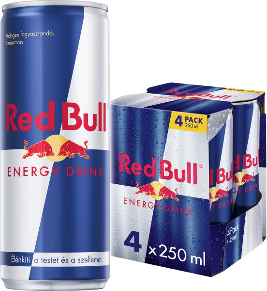 Red Bull - magas koffeintartalmú szénsavas energiaital 4 x 250 ml
