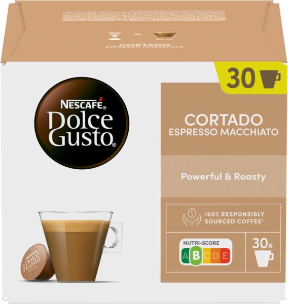 NESCAFÉ - Dolce Gusto Cortado Espresso Macchiato teljes tejpor azonnal oldódó kávéval 30x6, 3 g (189 g)