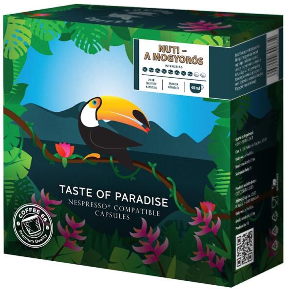 Coffee66 - NUTI TOUCAN NESPRESSO® KOMPATIBILIS KÁVÉKAPSZULA 20db