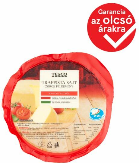 Tesco - zsíros, félkemény trappista sajt