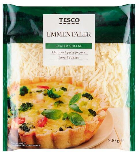 Tesco - Emmentaler zsíros, félkemény reszelt sajt 200 g
