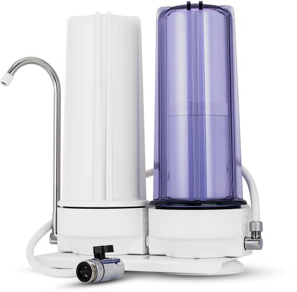 EconomyWater - dupla asztali víztisztító KDF aktívszén és vízlágyító szűrőbetéttel (CTW-D-C)