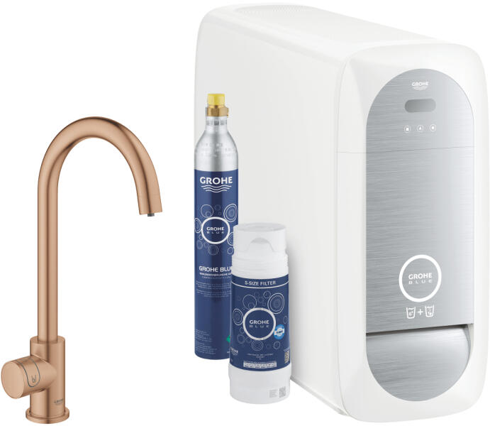 GROHE - Blue Home C-kifolyós kezdőkészlet Mono csapteleppel (nem keverő csaptelep -csak szűrt vízre), brushed warm sunset 31498DL1 (31498DL1)