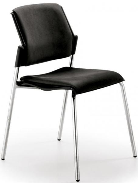 ANTARES - Cinema TC tárgyalószék kárpitozott műanyag ülőlap és háttámla krómozott acélváz BA. 840 kalóz-fekete (ANKHSZ296-27)