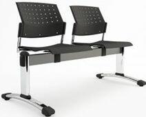 ANTARES - Cinema 102 TC pad 2 műanyag ülő- és hátlap kárpitozott rátéttel fekete acélváz krómozott ívelt láb ST. 03 szürke-bézs (ANKHSZ313-74)