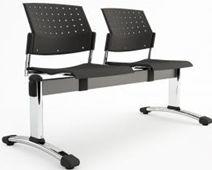 ANTARES - Cinema 102 TG pad 2 műanyag ülő- és hátlap kárpitozott rátéttel fekete acélváz szürke ívelt láb FO. 84 sötétbarna (ANKHSZ312-50)
