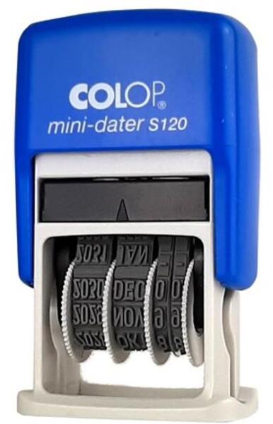 COLOP - Bélyegző dátum COLOP S120 Mini betűvel kék ház fekete párna (BE01051200) - forpami
