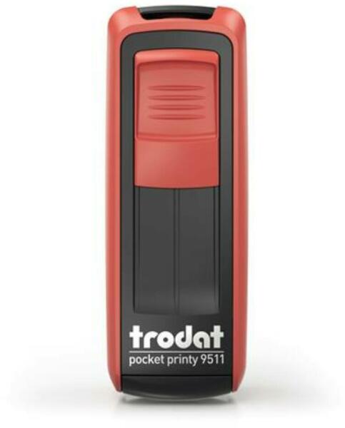 TRODAT - Bélyegző, TRODAT Pocket Printy 9511, piros ház, fekete párnával (IT9511P) (9511P/F)