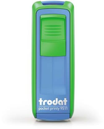 TRODAT - Bélyegző, TRODAT Pocket Printy 9511 , zöld-kék ház, fekete párnával (9511Z/K/F) - molnarpapir