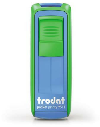 TRODAT - Bélyegző, TRODAT "Pocket Printy 9511", zöld-kék ház, fekete párnával (IT9511ZK) - bestoffice