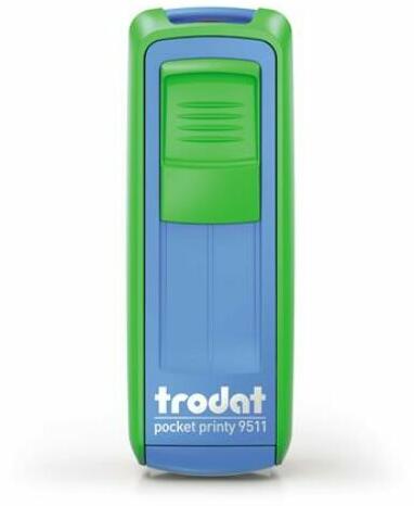 TRODAT - Bélyegző, TRODAT "Pocket Printy 9511", zöld-kék ház, fekete párnával (IT9511ZK) - jatekotthon