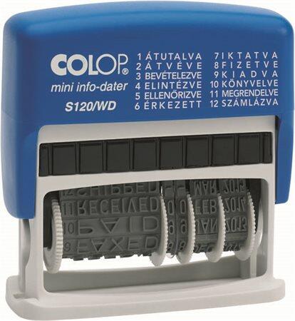 COLOP - Dátum- és szövegbélyegző, 12 féle szöveggel, COLOP S120/WD (01051254) - irodaszermost