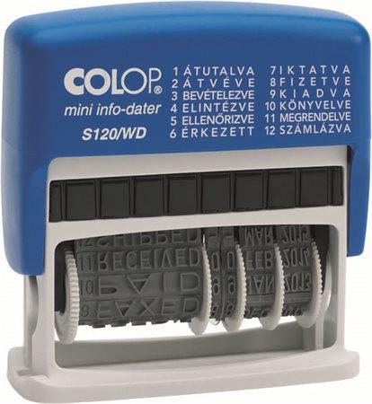 COLOP - Dátum- és szövegbélyegző, 12 féle szöveggel, COLOP S120/WD (IC1051254) - iroda24