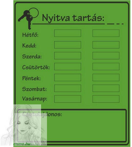 Brend - Zöld virágos nyitva tartás tábla 20x25 cm-es (T2025705)