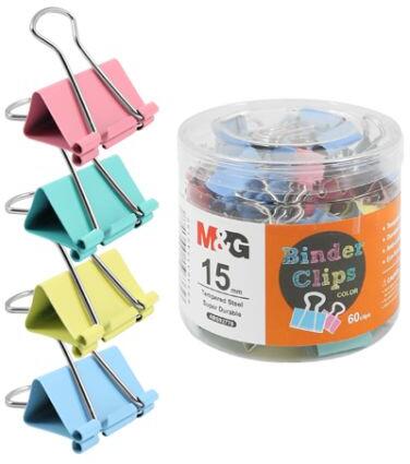 M&G - Clip Binder M&G - színes (15 mm), 60 db