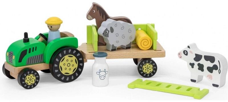 Viga Toys - Fa traktor állatokkal