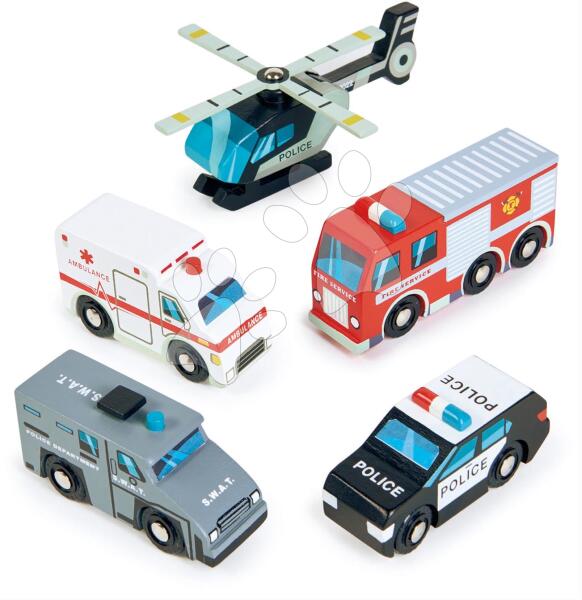 Tender Leaf - Fa sürgősségi járművek Emergency Vehicles Tender Leaf Toys 5 fajta jármű (TL8662)
