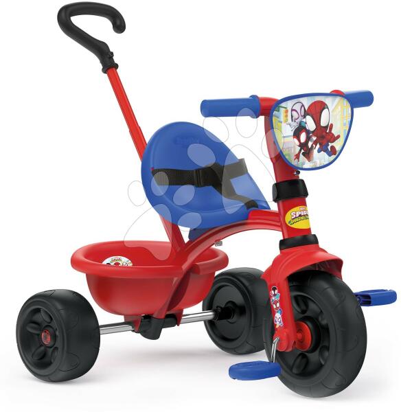 Smoby - Tricikli Spidey Be Fun Tricycle Smoby tolókarral és szabadonfutó 15 hó-tól (SM740337)