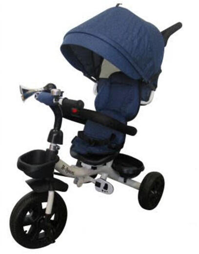 R-Sport - Tricikli gyerekeknek, szülőkaros tricikli - farmer kék (TRIC-T4-Jeans-Blue)