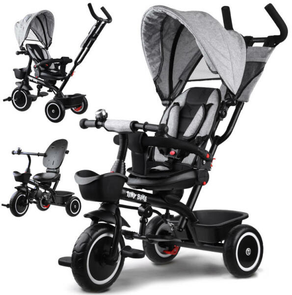 Inlea4Fun - Tricikli tolókarral Tiny Bike 3az1-ben Inlea4Fun - Szürke (JO-SP0650 SZ) - inlea