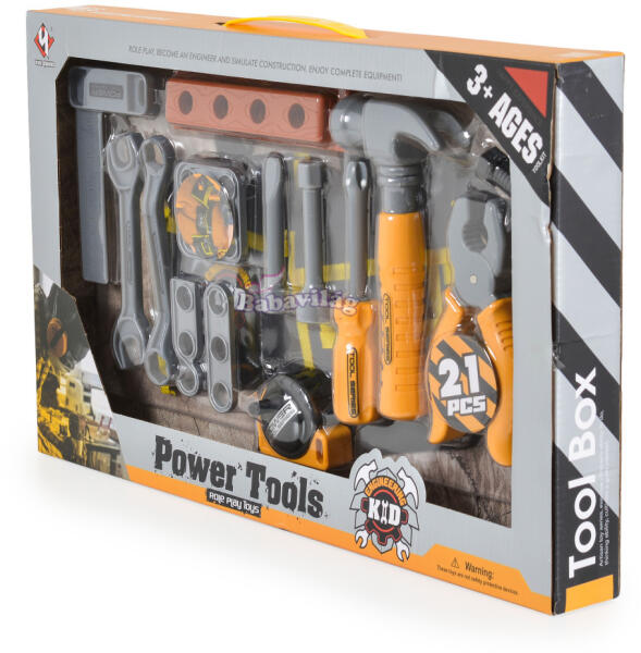 FIÚ játék szerszámszett dobozban SÁRGA/FEKETE