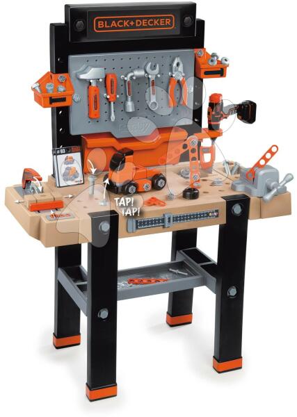 Smoby - Szerelőműhely elektronikus Bricolo Ultimate Workbench Black&Decker Smoby mechanikus fúrógéppel 95 kiegészítővel 103 cm (SM360730)