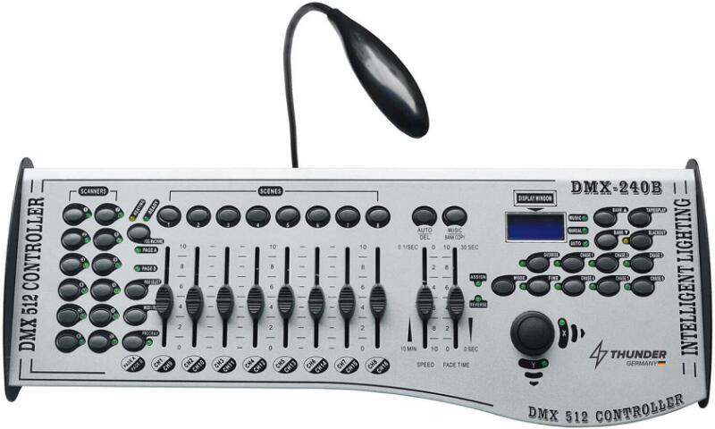 Thunder Germany - DMX-240B Fényeffekt kontroller, vezérlő (240CH, DMX512) + világítás
