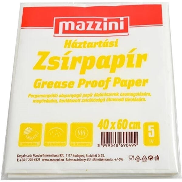 Zsírálló háztartási csomagolópapír, íves, 60x80 cm, 5 ív (CSPZS) - primatinta