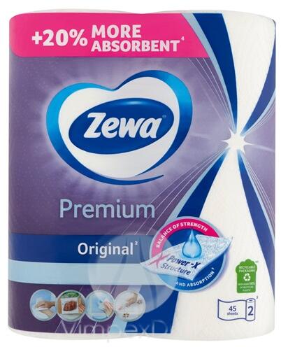ZEWA - Kéztörlő tekercses háztartási ZEWA Premium Extra Long 2 rétegű 2 tekercses 70 lap (38253) - papir-bolt