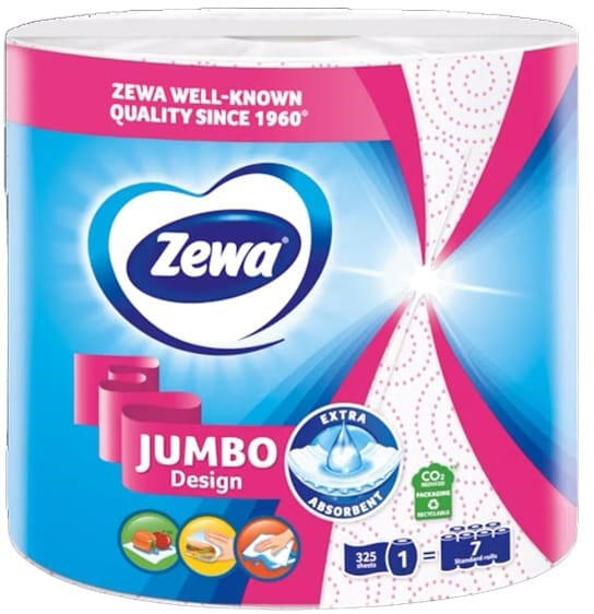 ZEWA - Kéztörlő tekercses háztartási ZEWA Wisch&Weg Original 2 rétegű 8 tekercses (43220/42837) - papir-bolt
