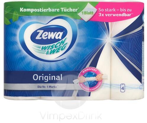 ZEWA - Kéztörlő tekercses háztartási ZEWA Wisch&Weg Extra Long Design 2 rétegű 2 tekercses (43222) - papir-bolt