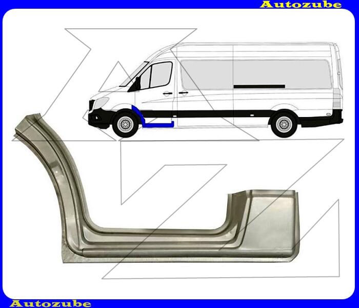 MERCEDES - SPRINTER B906 2013.06. -2018.05 Első sárvédő hátsó rész, küszöbbel bal (külső javítólemez) KLOKKERHOLM 3547041