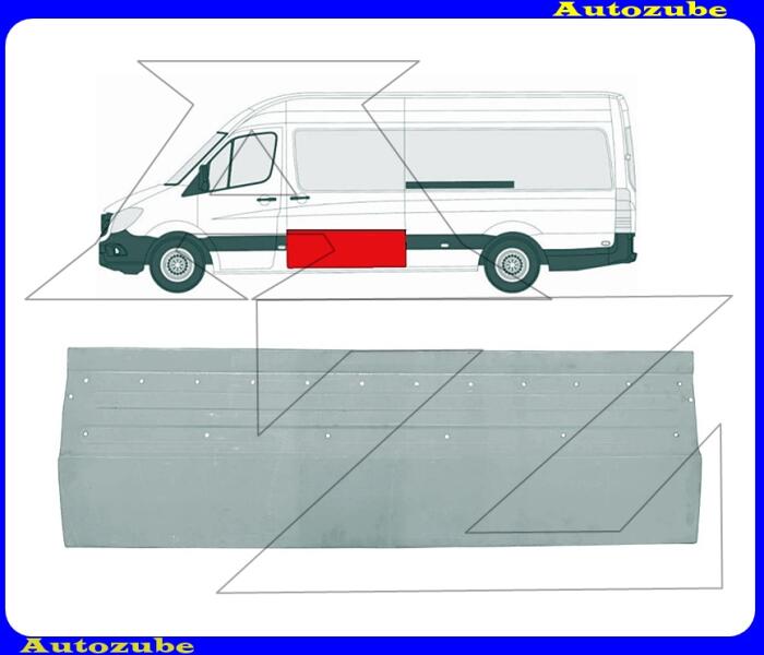 VW - CRAFTER 1 2006.10-2016.10 /2E/ Tolóajtó alsó rész jobb oldal (1510x480mm) (külső javítólemez) POTRYKUS P506540-5