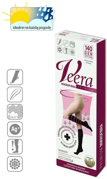 Veera - Mikroszálas kompressziós térdharisnya, 140 DEN, 1-2-es méret (fekete)