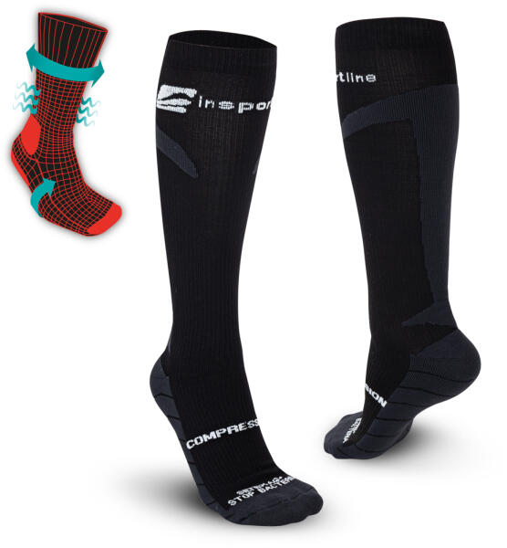 inSPORTline - Kompressziós térdzokni inSPORTline Compleano AG+ Szín: fekete, Méret: 43-45