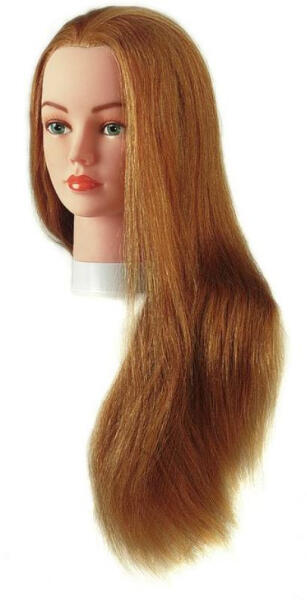 Sinelco - Jenny gyakorló babafej humán hajjal, 60 cm - hajvarazs