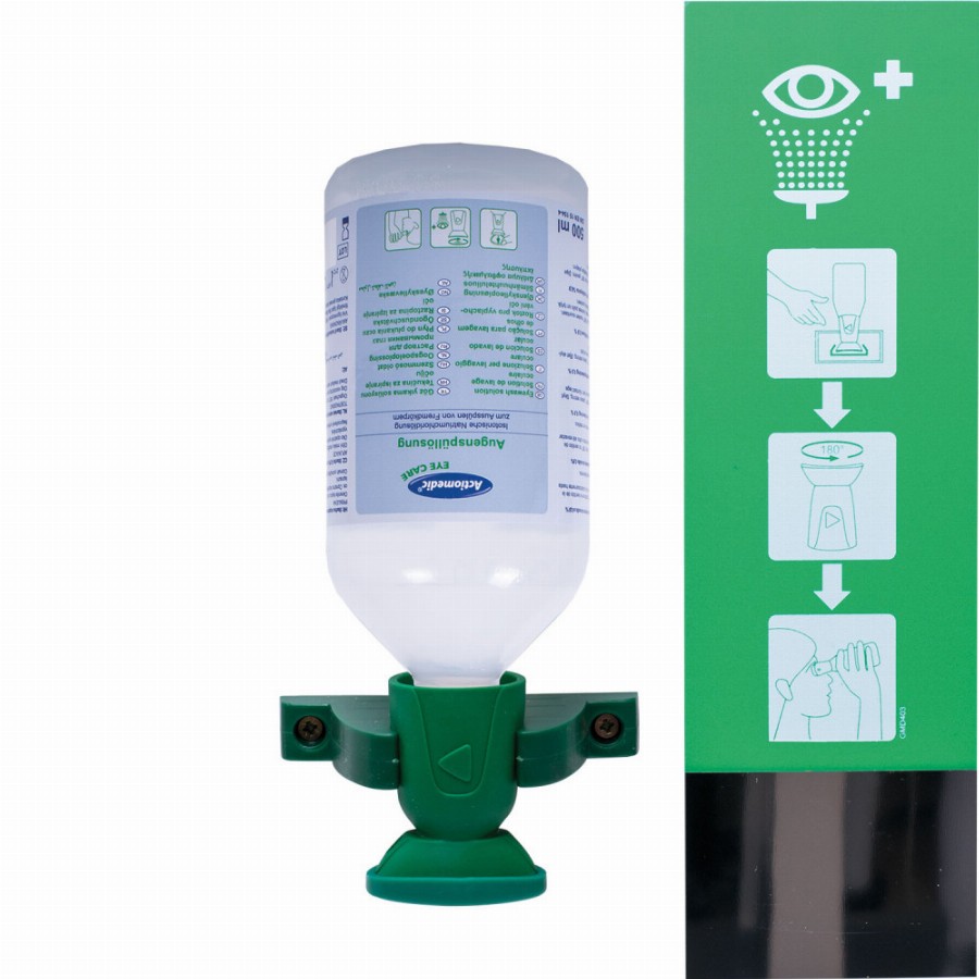 NORDIK - Actiomedic EYE CARE Single I fali szemkimosó állomás 500 ml 0.9% nátrium-klorid oldattal